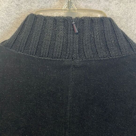 Vintage TALBOTS Stretch Sweater Top Women's Size 10 Black Faux Suede Wool Blend - Picture 12 of 13